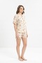 Women's Short Sleeve Shorts Pajama Set Buttoned Cutebear 7518 - 5