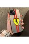 iPhone 14 Plus Compatible Silicone Edge Hard Back Anti-Fall Phone Case Ferrari Patterned
