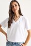 Women's White Red 100% Organic Cotton Deep V-Neck Comfort Fit Double T-Shirt 60602066 - 3