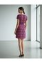 Orange Patterned Short Sleeve Bohemian Style Waist Tie Dress - 3