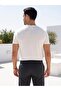 Men's White Crew Neck Knitted Textured Plain Short Sleeve Regular Fit T-Shirt - 4