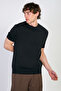 Men's stand collar knit t-shirt - black
