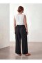 Elastic Waist Lace Detailed Women's Plus Size Trousers Black - 4