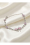 Women's Steel Zircon Stone Flower Pattern Ribbon Bracelet