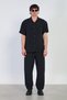 Men's striped loose fit short sleeve shirt - black - 4