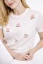 تيشيرت نسائي مطرز بالزهور - 2