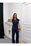 Vatka Shoulder Navy Blue Regular Fit Drawstring Waist Short Sleeve Women's Set - 3