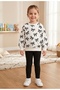 Girl's Bow Patterned Seasonal Ribbed Tights Top and Bottom 2-Piece Set - 2