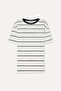 Men's Black Striped Comfort Fit Crew Neck T-Shirt - 5