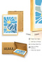 Natural Wood Framed Retro Abstract Botanical Painting - Blue Tones |   Huhu2717 - Single Table Natural Wood Frame - 3