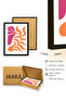 Natural Wood Framed Retro Abstract Painting - Vibrant Botanical Leaf Pattern |   Huhu2665 - 3