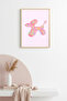 Natural Wood Framed Retro Animal Painting - Abstract Design in Pastel Tones |   Huhu2529 - Single Table Natural Wood Frame