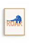 Natural Wood Framed Retro Tiger Pattern Painting - Forest Themed |   Huhu2272 - 2