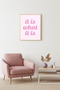 Natural Wood Framed Retro Typography Painting - It Is What It Is Lettering Art |   Huhu2459 - Single Table Natural Wood Frame