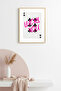 Natural Wood Framed Retro Painting - Lucky You Script - Pink Tones |   Huhu2331 - Single Table Natural Wood Frame