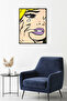 Emotional Portrait Painting with Black Wooden Frame - Artistic Illustration |   Huhu1824 - Single Table Black Frame