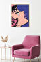 Emotional Cartoon Painting with Natural Wood Frame - Blue Tones |   Huhu1978 - Single Table Natural Wood Frame
