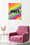 Natural Wood Framed Striped Patterned Painting - Vibrant Tones |   Huhu1752
