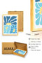 Natural Wood Framed Abstract Blue Painting - Organic Retro Patterns |   Huhu2721 - 3