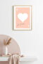 Natural Wood Framed Retro Heart Je t'Aime Painting - Romantic Pastel Tones |   Huhu2372 - Single Table Natural Wood Frame