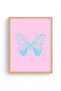 Natural Wood Framed Butterfly Painting - Retro Pastel Tones - Minimal Pattern |   Huhu2800 - 2