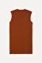 Women's Brick Red Straight Cut Sleeveless Mini Dress - 2