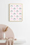 Natural Wood Framed Retro Smiley Face Patterned Painting - Pink Tones |   Huhu2304