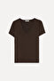 Women's Brown V-Neck T-Shirt