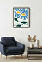 Natural Wood Framed Retro Floral Painting - Botanical Floral Pattern |   Huhu2089