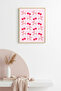 Natural Wood Framed Retro Cherry Pattern Painting - Pastel Tones |   Huhu2697