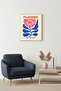 Natural Wood Framed Retro Floral Art Print - Pop Art Style |   Huhu2644 - Single Table Natural Wood Frame