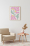 Natural Wood Framed Retro Painting - Pastel Floral Pattern |   Huhu2753 - Single Table Natural Wood Frame