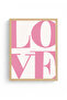Natural Wooden Framed Retro Painting - Minimalist Love Lettering |   Huhu2487 - Single Table Natural Wood Frame - 2