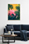 Natural Wood Framed Leaf Pattern Painting - Tropical Forest |   Orange-Pink |   Huhu1906