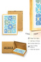 Natural Wood Framed Retro Floral Pattern Painting - Blue Green Tones |   Huhu2738 - Single Table Natural Wood Frame - 3