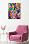 Natural Wood Framed Figurative Patterned Painting - Tropical Colors |   Huhu1846