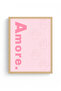 Natural Wood Framed Retro Painting - Amore Paw Prints Pastel Tones |   Huhu2674 - Single Table Natural Wood Frame - 2