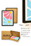 Black Wood Framed Retro Pop Art Flower Painting - Pink Blue Floral |   Huhu2740 - Single Table Black Frame - 3