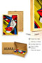 Natural Wood Framed Geometric Patterned Painting - Red Yellow Blue |   Huhu1750 - Single Table Natural Wood Frame - 3