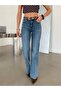 Leather Belted Straight Jeans - Blue - 4