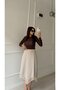 Asymmetrical Cut and Lace Detailed Skirt - Beige
