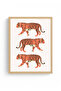 Natural Wooden Framed Retro Painting - Tiger Printed Forest Theme |   Huhu2781 - Single Table Natural Wood Frame - 2