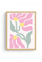 Natural Wood Framed Retro Painting - Pastel Floral Pattern |   Huhu2753 - Single Table Natural Wood Frame - 2