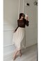 Asymmetrical Cut and Lace Detailed Skirt - Beige - 6