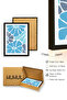 Black Wood Framed Retro Painting - Abstract Geometric Blue Tones |   Huhu2734 - Single Table Black Frame - 3