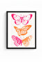 Black Wooden Framed Butterfly Patterned Painting - Retro Tropical Animals |   Huhu2746 - Single Table Black Frame - 2