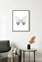 Black Wooden Framed Butterfly Patterned Retro Painting - Natural Art |   Huhu2709 - Single Table Black Frame