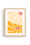 Natural Wood Framed Retro Painting - Abstract Floral Pop Art |   Huhu2254 - Single Table Natural Wood Frame - 2
