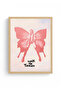 Natural Wood Framed Retro Butterfly Wing Painting - Pink Punk Theme |   Huhu2439 - Single Table Natural Wood Frame - 2
