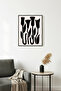 Black Wooden Framed Retro Floral Painting - Black and White Floral Pattern |   Huhu2803 - Single Table Black Frame